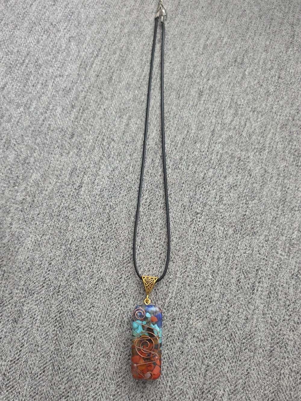 Gold-Tone Multistone Pendant Necklace - Black Cord